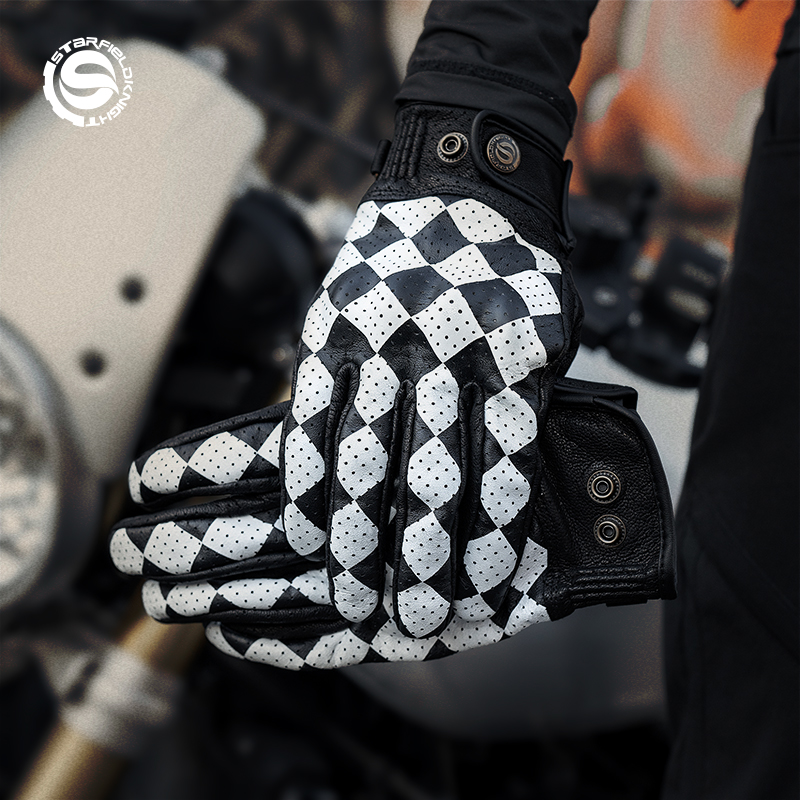 Motorcycle Gear White - 스타 필드 나이트 블랙&화이트 오토바이 장갑